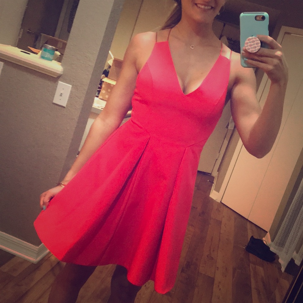 Flirty pink fit flare dress